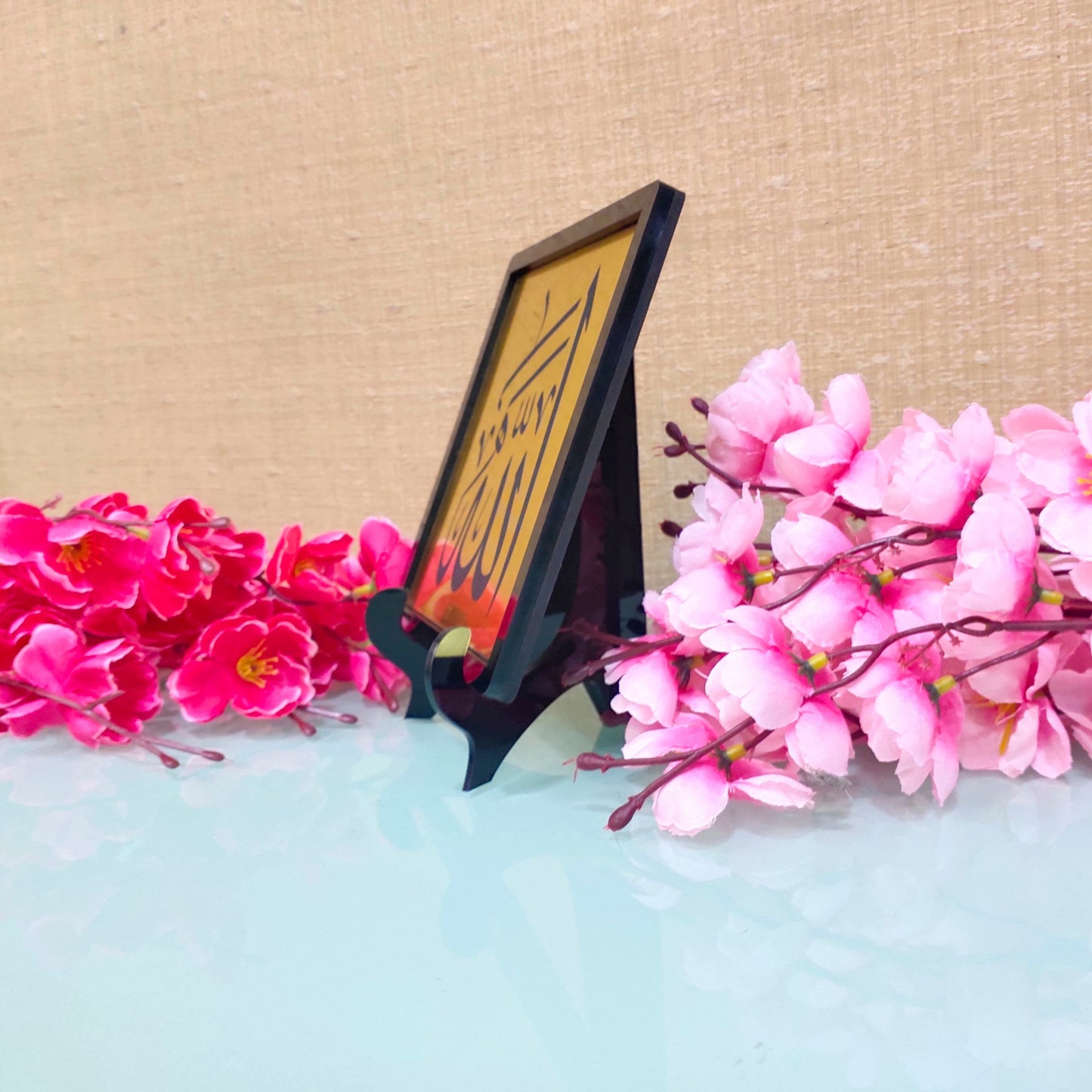 ALLAH Name Mini Table Decor - Islamic Acrylic Frame 15x15cm | Premium Islamic Home Decor