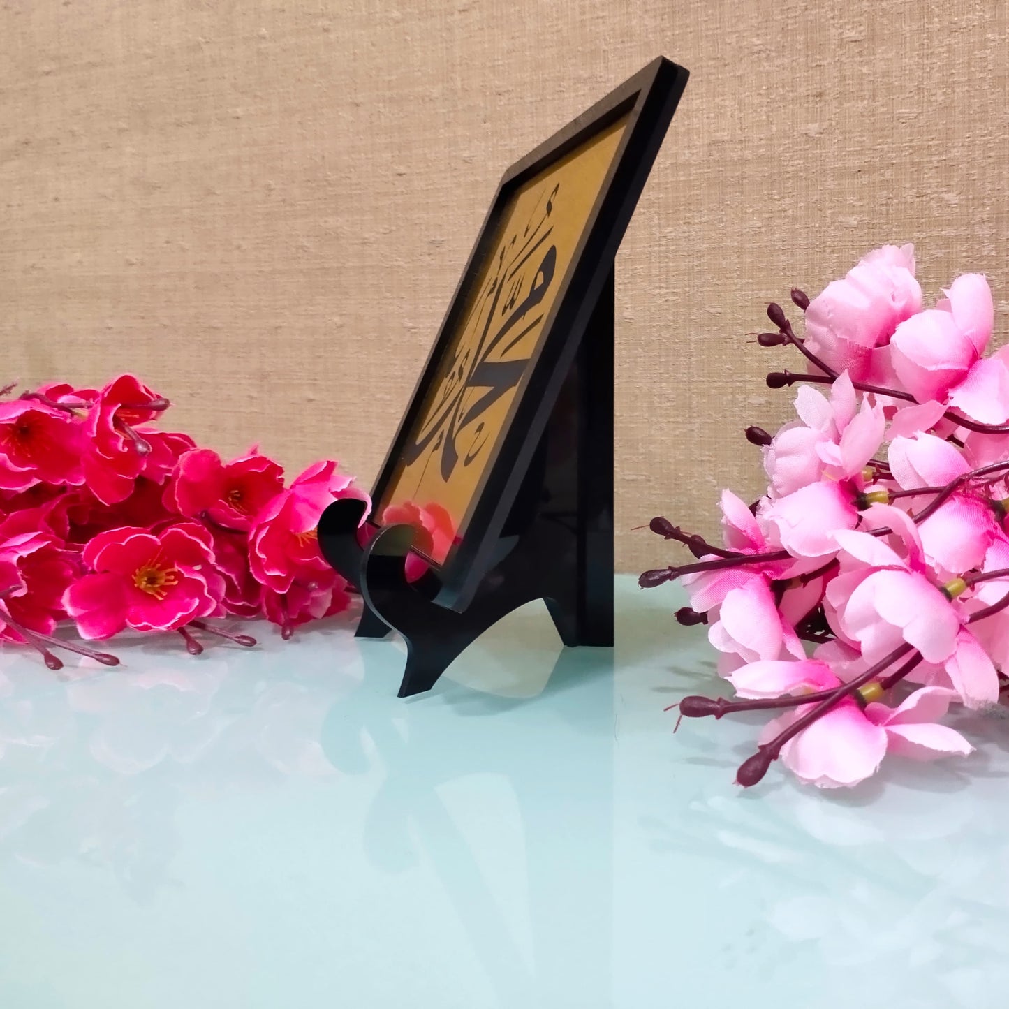 MOHAMMAD (SAW) Mini Table Decor - Islamic Acrylic Frame 15x15cm | Beautiful Prophet Name Display