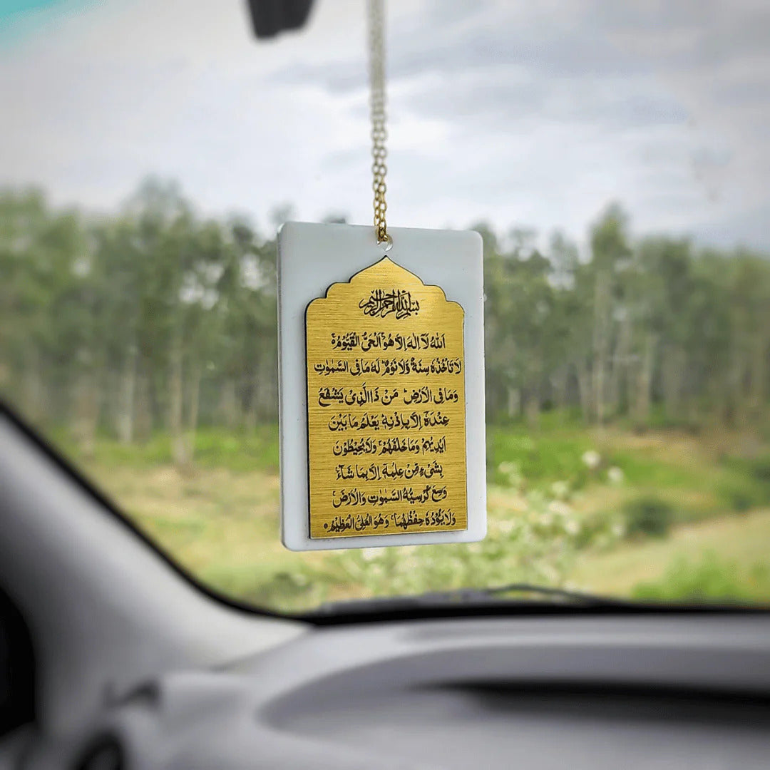 Islamic Ayatal Kursi Car Hanging | Spiritual Rear View Mirror Accessory for Protection & Blessings | Muslim Gift for Car Interior