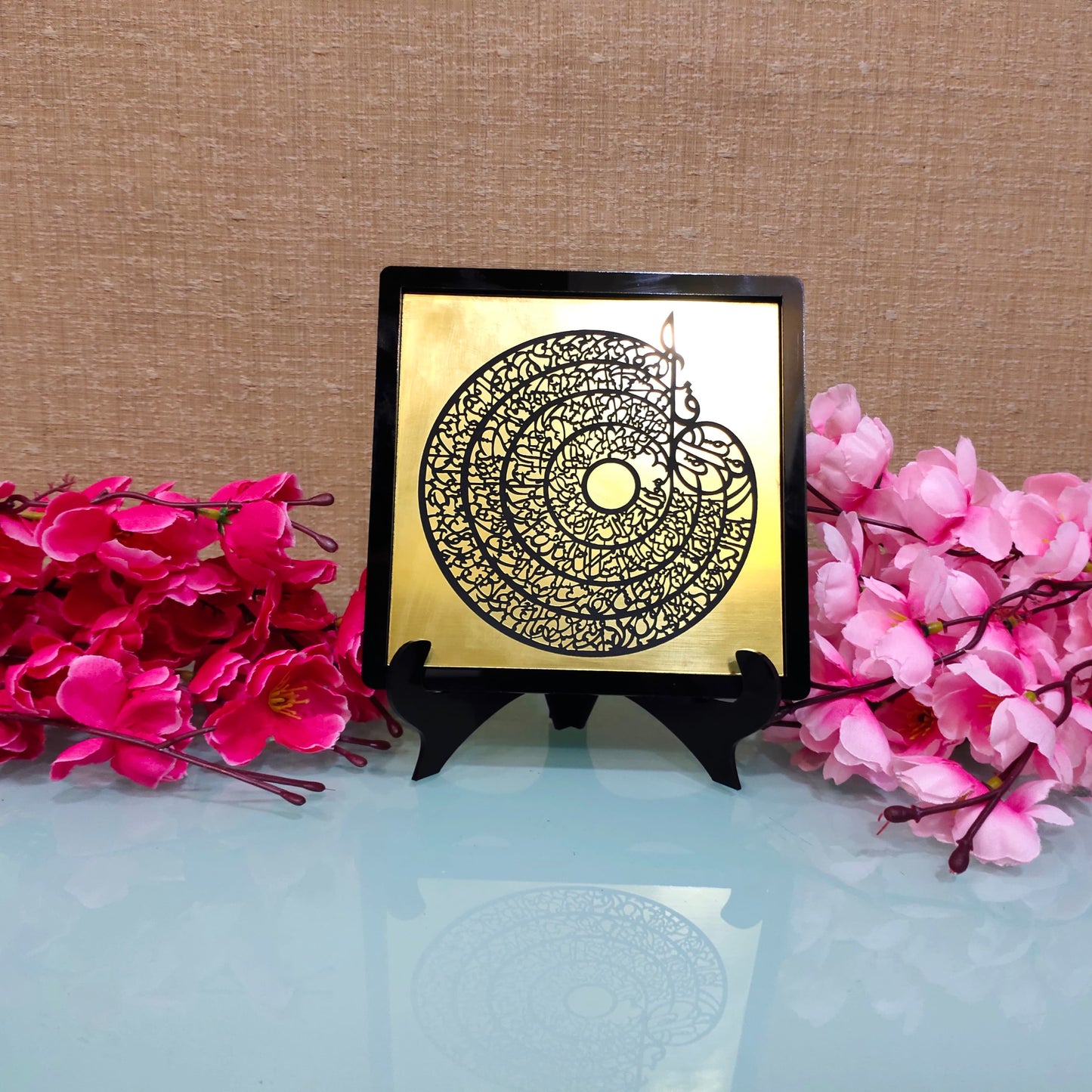 4 QUL Arabic Calligraphy Mini Table Decor - Islamic Acrylic Frame 15x15cm | Four Quls Display