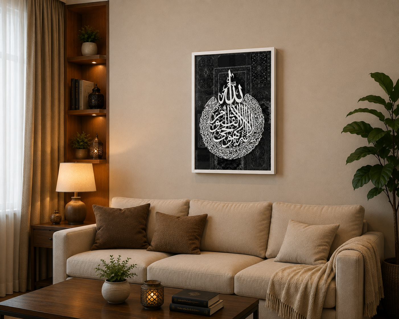 Ayatul Kursi 3D Acrylic Wall Art – Black Frame